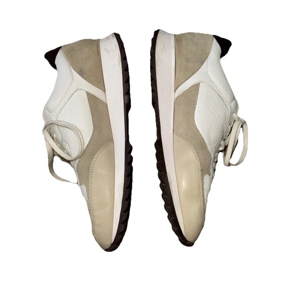 Massimo Dutti Men's White Tan Sneakers Trainers Size 42 or 9 - Picture 3 of 6